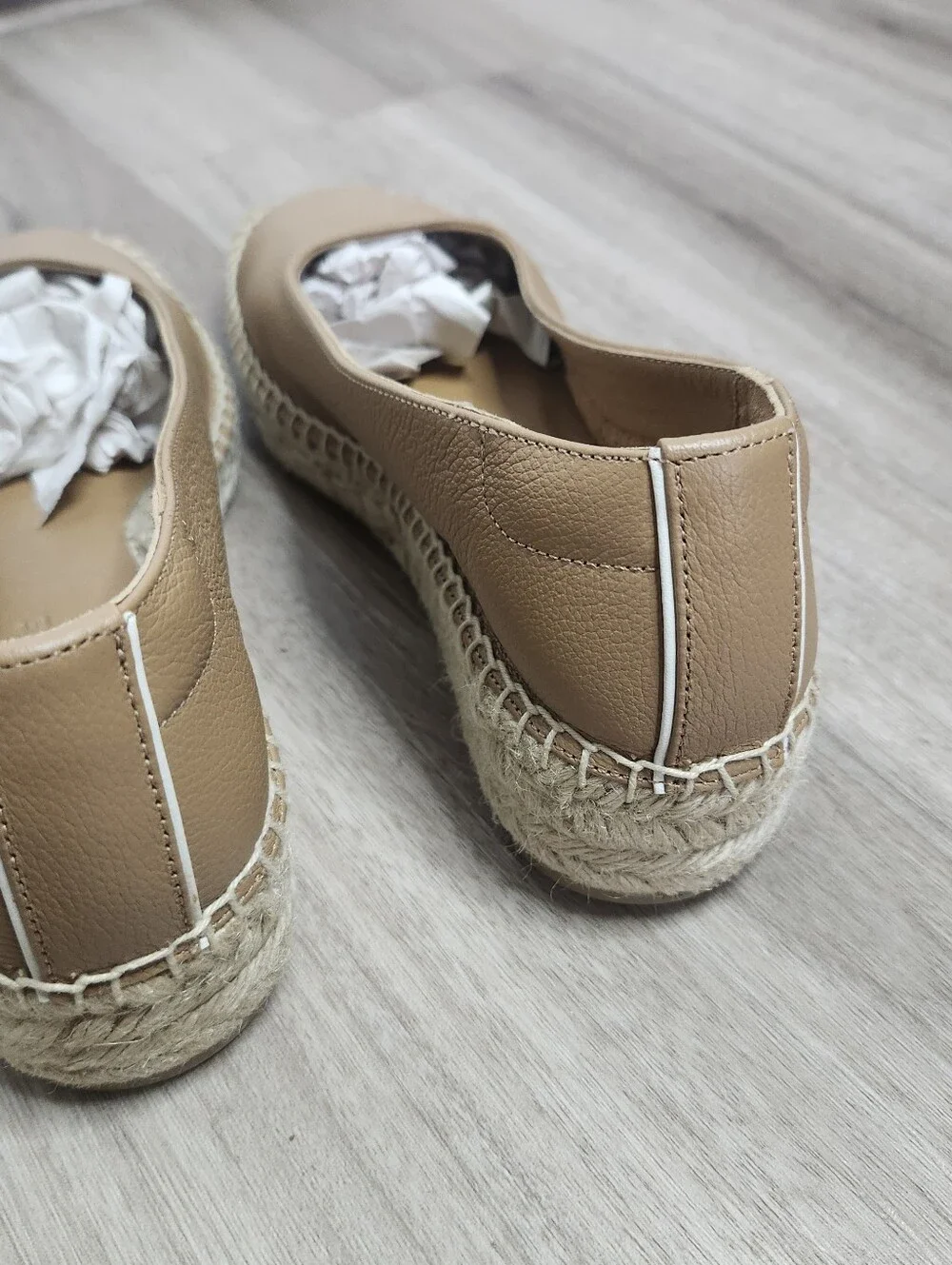 Everlane Leather Espadrille Womens 6.5 Tan Caramel Slip On Classic Neutral Work